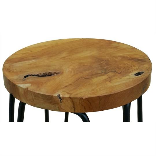 LESTER TEAK TIMBER & IRON BAR STOOL- BLACK