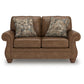 EMBER 2-SEATER FAUX LEATHER SOFA BROWN