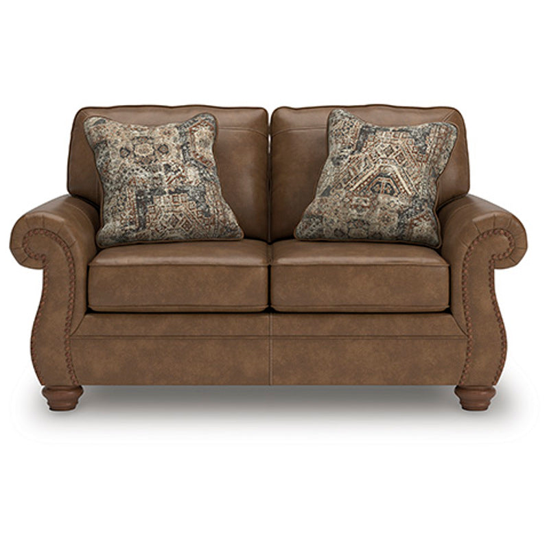 EMBER 2-SEATER FAUX LEATHER SOFA BROWN