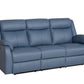 BARRON GENUINE MURANO LEATHER 3-SEATER  RECLINER SOFA W/USB PORT  MARINE BLUE