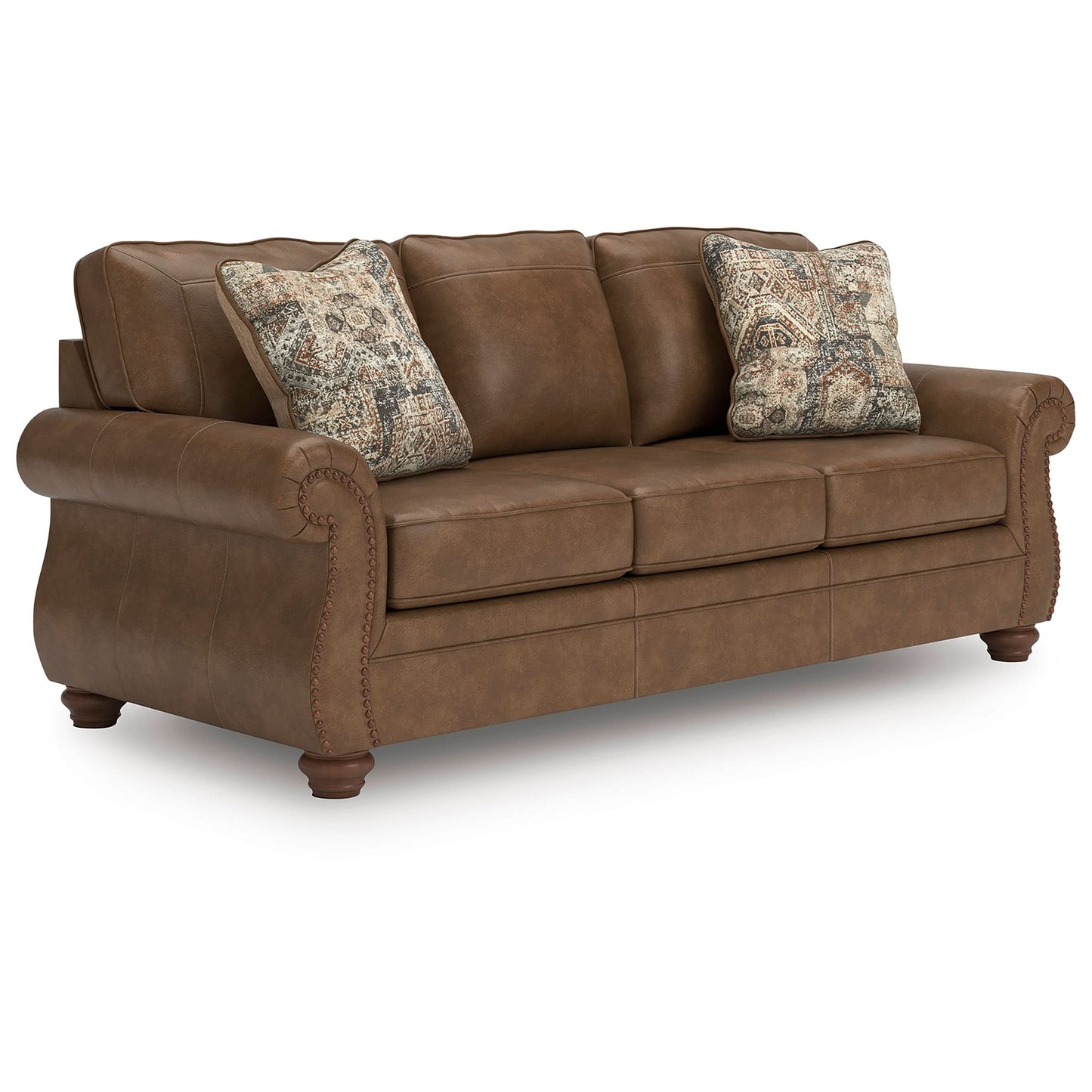 EMBER 3-SEATER FAUX LEATHER SOFA BROWN