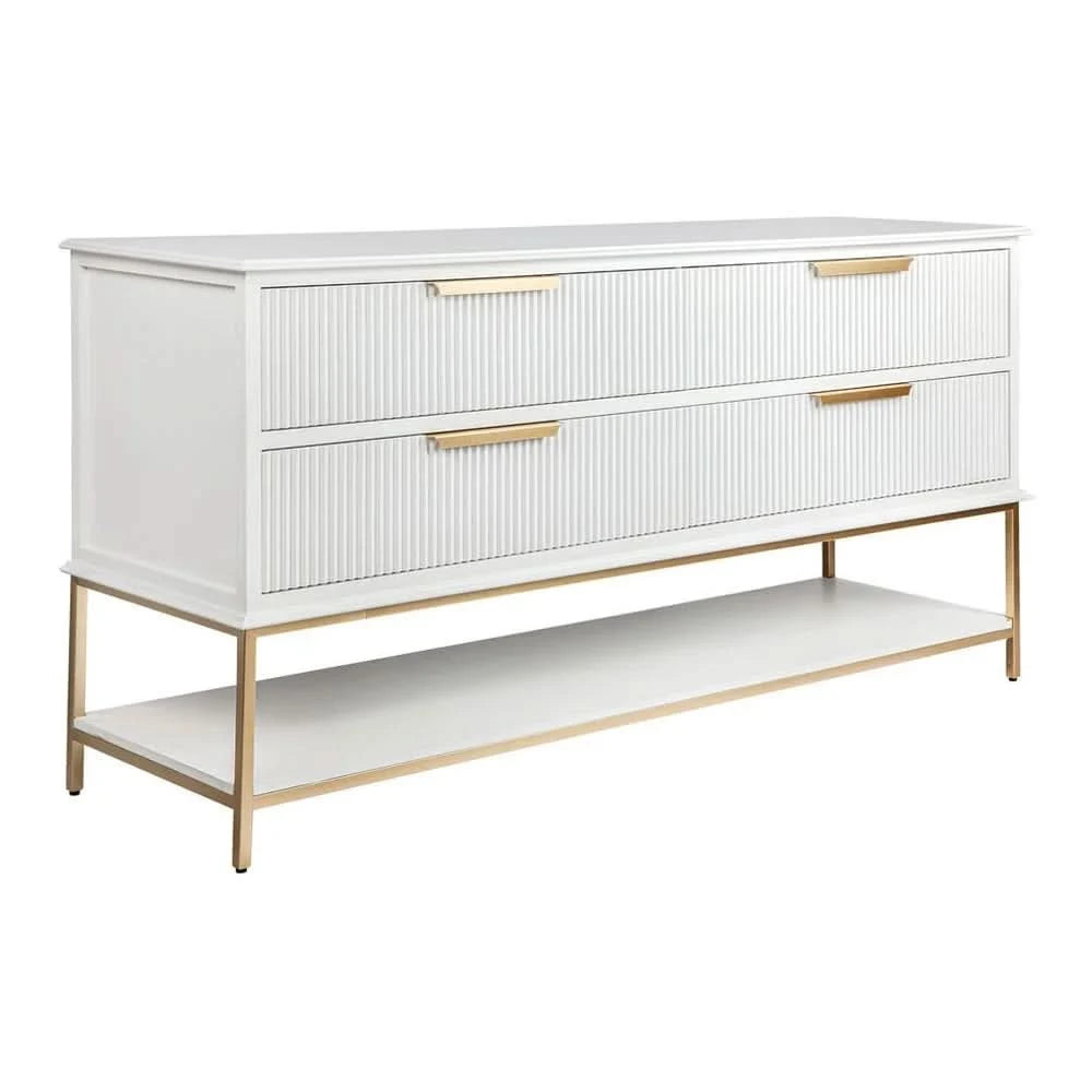 MORETTI 4-DRAWER CHEST OF DRAWERS 170CM SATIN WHITE/GOLD
