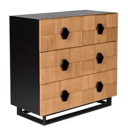 TALISA 3 DRAWER CHEST OF DRAWERS NATURAL & BLACK