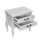 CLARENCE VINTAGE HAND CARVED OAK & VENEER 2 DRAWER BEDSIDE LIGHTLY DISTRESSED WHITE