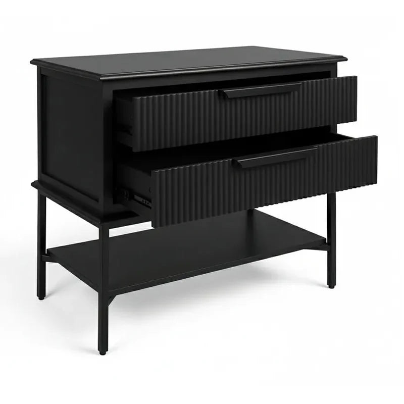 MORETTI 2-DRAWER BEDSIDE TABLE SATIN BLACK LARGE