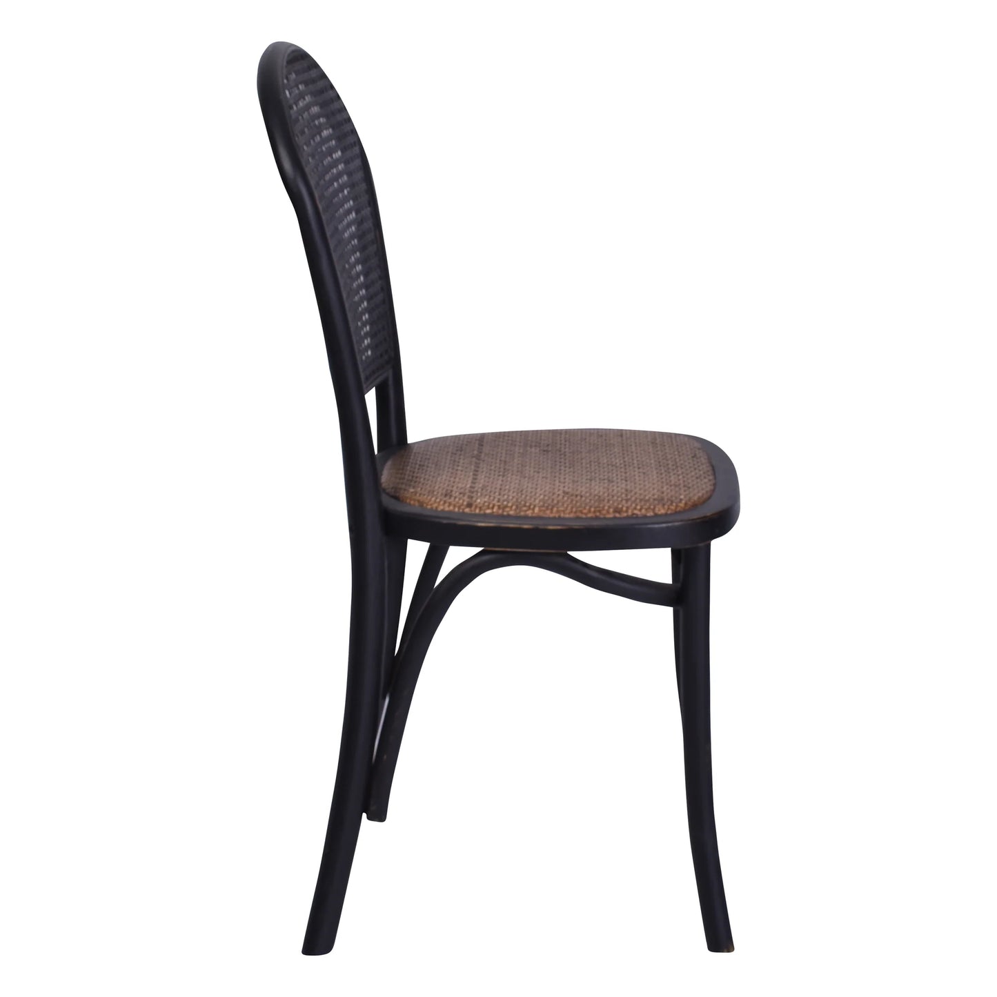 DUMAS SOLID OAK & RATTAN DINING CHAIR BLACK