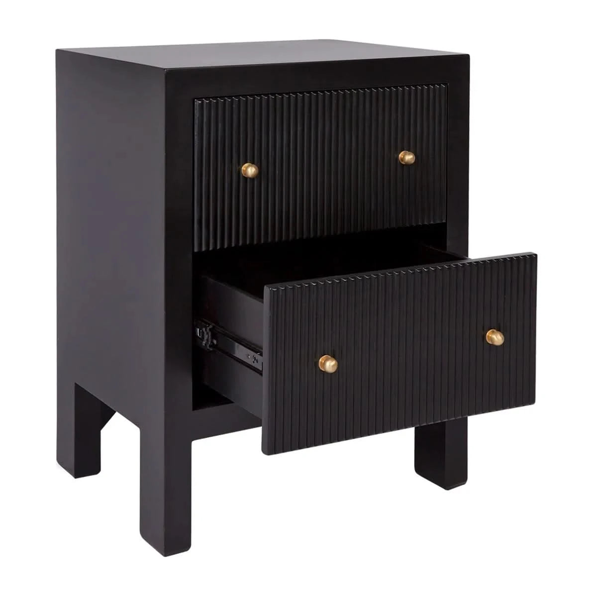 JAYLA SMALL BLACK 2-DRAWER BEDSIDE TABLE