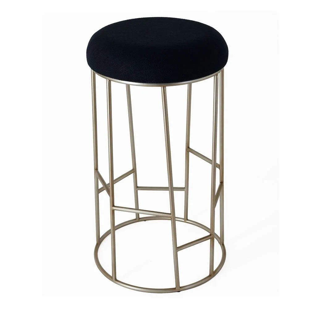 JACE GOLD STEEL BAR STOOL - BLACK LINEN