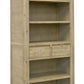 RIPLEY SOLID ACACIA TIMBER 2-DRAWER 5-SHELF BOOKCASE BOOKSHELF BRUSHED SMOKE