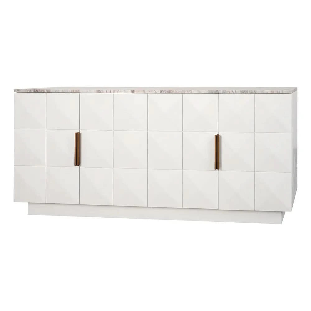 HAMPSHIRE RIVER BROWN MARBLE/WHITE OAK 4-DOOR BUFFET/SIDEBOARD