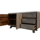 ROSALI 2-TONE WHITE CONCRETE TOP & SOLID ACACIA PEWTER BUFFET SIDEBOARD 3 DRAWERS 2 DOORS