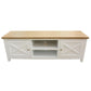 CHRISTA HAMPTON SOLID ACACIA 2-DOOR 2 NICHE TV UNIT LIGHT OAK TOP/WHITE BASE