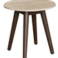 SEVERIN SOLID & VENEER MALAYSIAN HARDWOOD ROUND COFFEE TABLE  WALNUT DIA.80CM