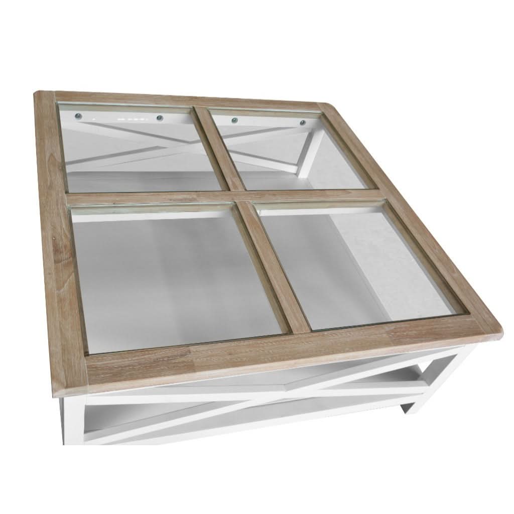 CHRISTA HAMPTON SOLID ACACIA SQUARE COFFEE TABLE LIGHT OAK/WHITE