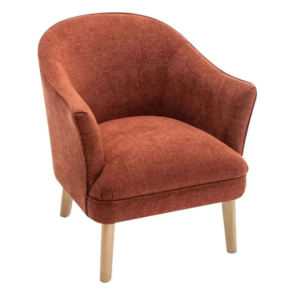 ELMORE CHENILLE FABRIC TUB CHAIR/OCCASIONAL CHAIR TERRACOTTA