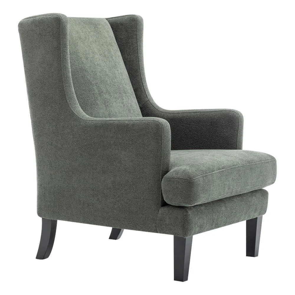 SILAS WINTER MOSS CHENILLE WING BACK ARMCHAIR/OCCASIONAL CHAIR