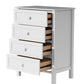 BAYLIN RUBBERWOOD 4 DRAWER TALLBOY/CHEST OF 4 DRAWERS WHITE