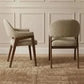 IRVINE FABRIC DINING CHAIR SOLID WALNUT COLOURED TIMBER FRAME/ FIELD BROWN COLOUR UPHOLSTERY