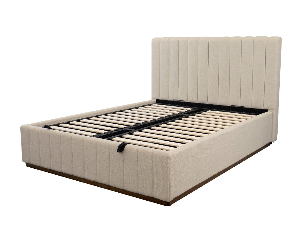 ZADIA GAS LIFT STORAGE QUEEN SIZE BED BEIGE