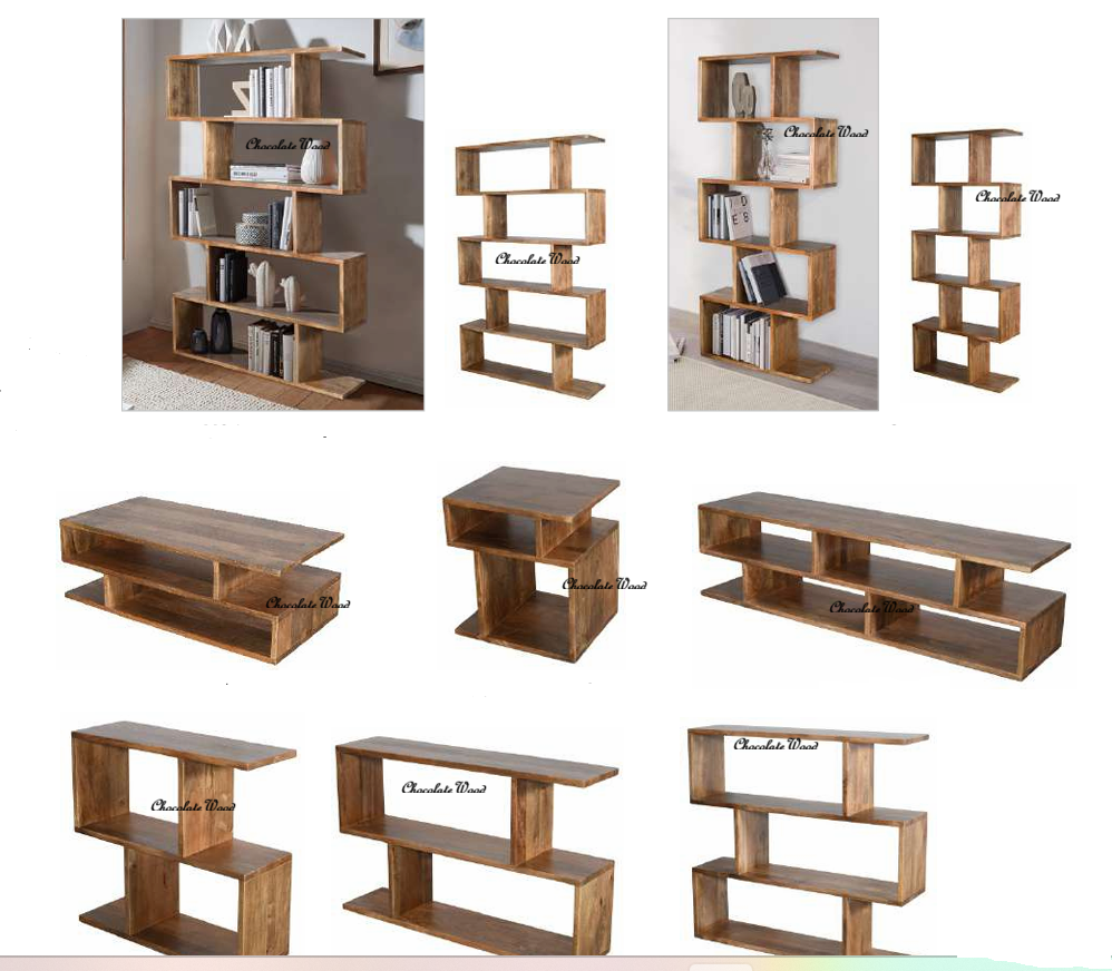 LUZU SOLID MANGO WOOD OPEN BOOKCASE/BOOKSHELF BLACK120X28X75.5 CM