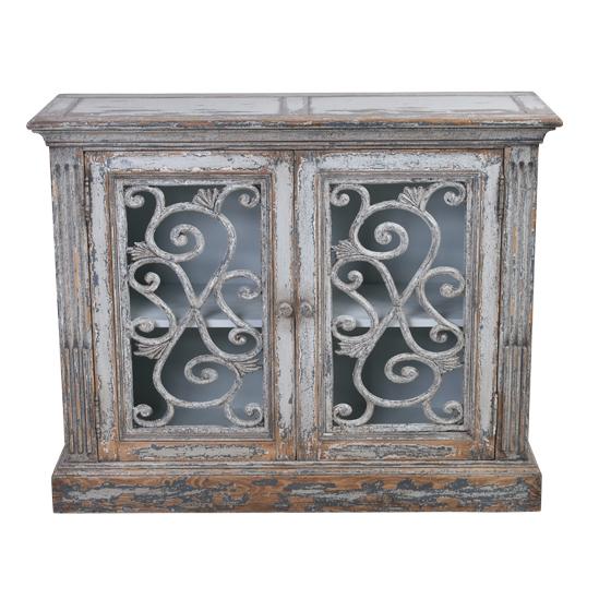 MALVERN RECLAIMED ASIAN TIMBER 2-DOOR SIDEBOARD/BUFFET IN WEATHERED GREY