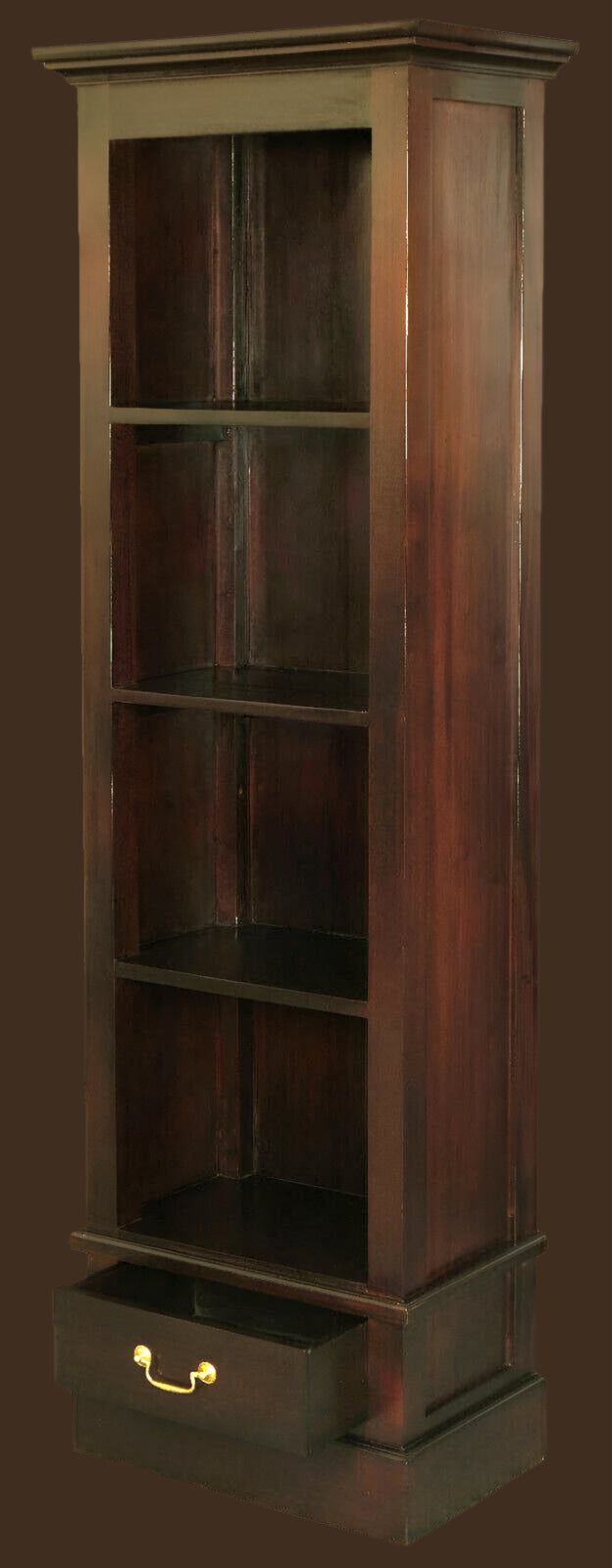 TANAKA SOLID MAHOGANY NARROW BOOKCASE IN CHOCOLATE FINISH