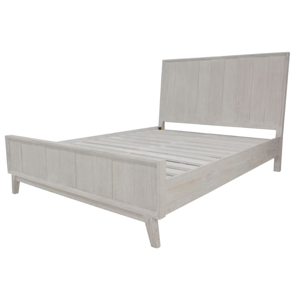 NOVAK SOLID ACACIA KING BED WHITEWASHED