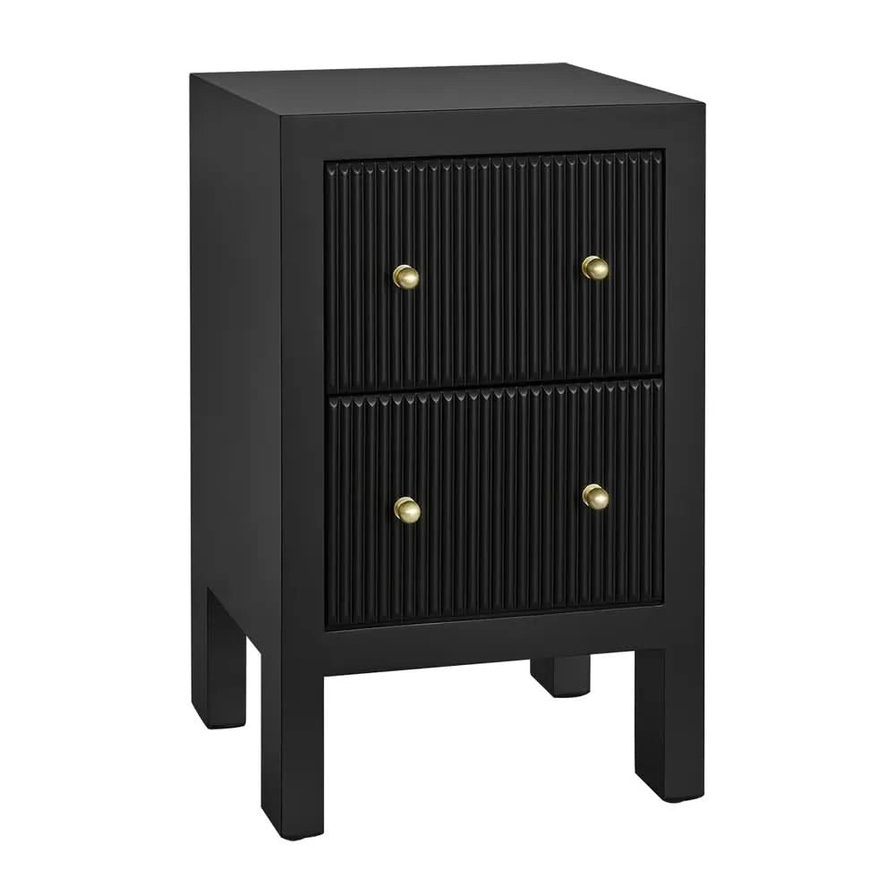 JAYLA PETITE BLACK 2-DRAWER BEDSIDE TABLE