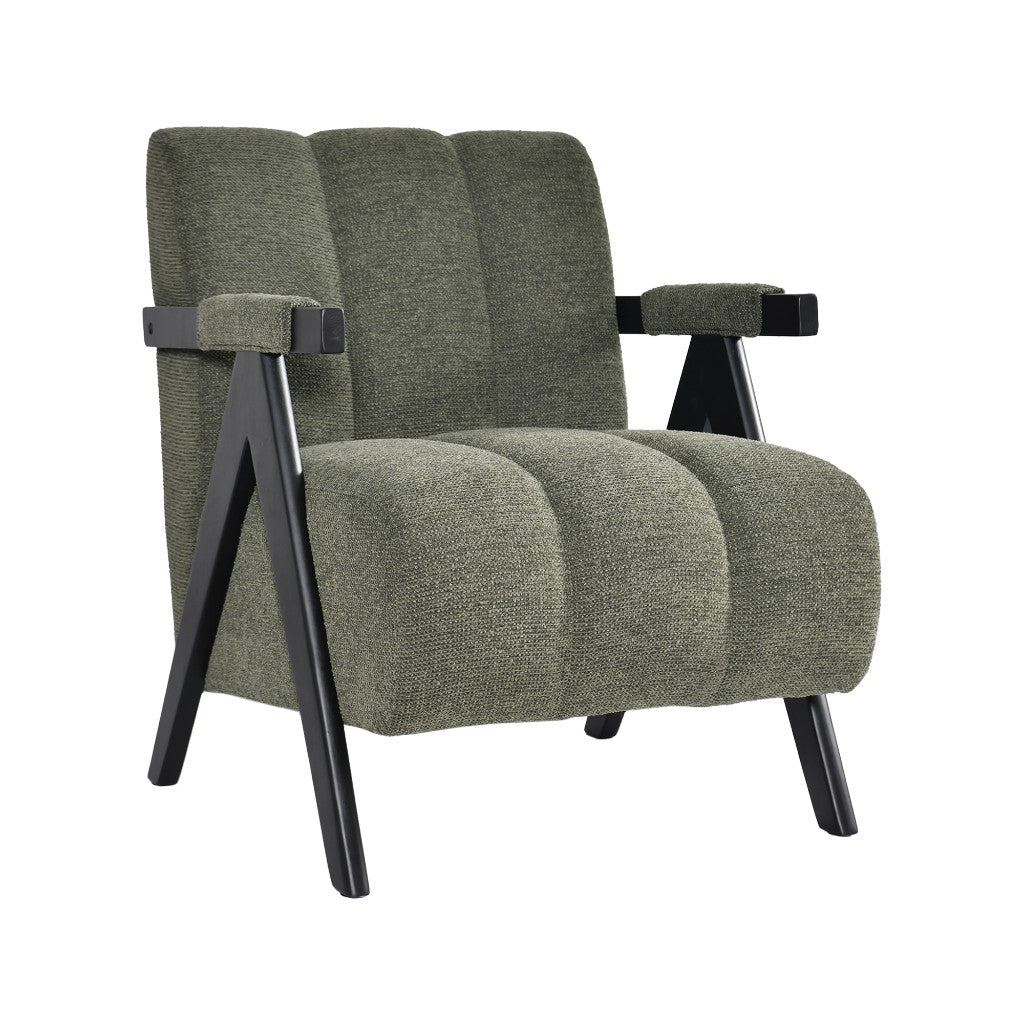 PELLERIN FABRIC ARMCHAIR & MATCHING STOOL DARK GREEN
