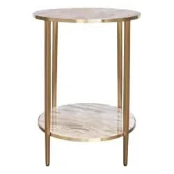 MELINA ROUND SIDE TABLE/BEDSIDE TABLE PINK MARBLE/GOLD STAINLESS STEEL