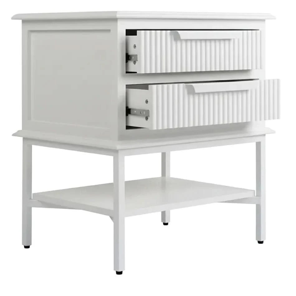 MORETTI 2-DRAWER BEDSIDE TABLE SATIN WHITE SMALL