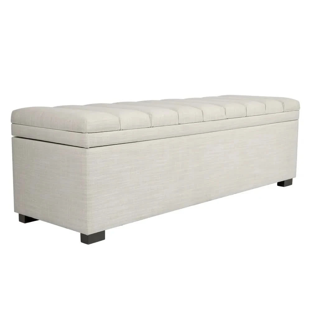MILLICENT LINEN STORAGE BENCH/BLANKET BOX/OTTOMAN OFF-WHITE 140CM
