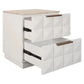 HAMPSHIRE TRAVERTINE/WHITE OAK 2-DRAWER BEDSIDE TABLE