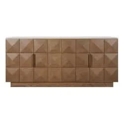 HAMPSHIRE RIVER BROWN MARBLE TOP/WALNUT 4-DOOR BUFFET/SIDEBOARD -