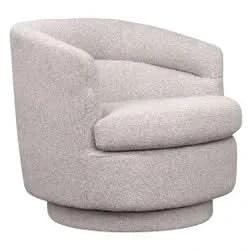 BRYNN BOUCLE SWIVEL ARMCHAIR WARM GREY