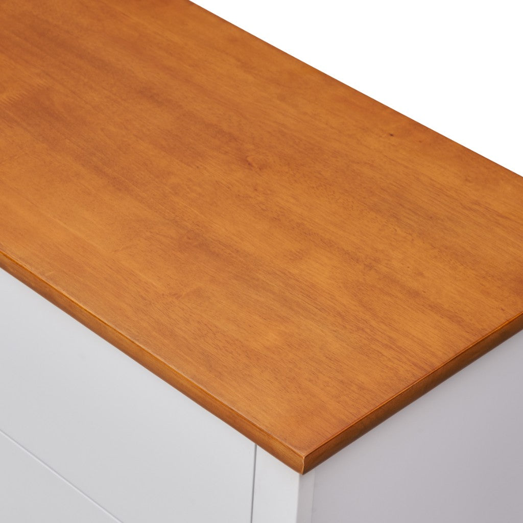 ASTLEY HAMPTONS LOOK 4-DRAWER TALLBOY 4-DRAWER CHEST OF DRAWERS WHITE /MID BROWN