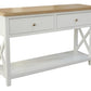 CHRISTA HAMPTON SOLID ACACIA 2-DRAWER CONSOLE TABLE HALL TABLE LIGHT OAK/WHITE