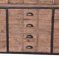 BASIL RECLAIMED OAK & IRON SIDEBOARD BUFFET 3 DRAWERS 3 DOORS LIGHT NATURAL