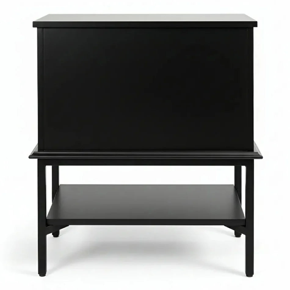 MORETTI 2-DRAWER BEDSIDE TABLE SATIN BLACK SMALL