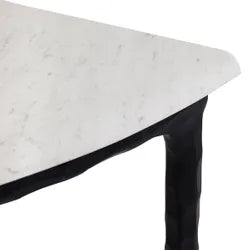 SOREN MARBLE DEMILUNE TABLE/ACCENT TABLE - BLACK FRAME 90CM