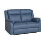 BARRON GENUINE MURANO LEATHER 2-SEATER  RECLINER SOFA W/USB PORT  MARINE BLUE