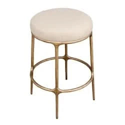SOREN KITCHEN STOOL - BRASS /NATURAL LINEN
