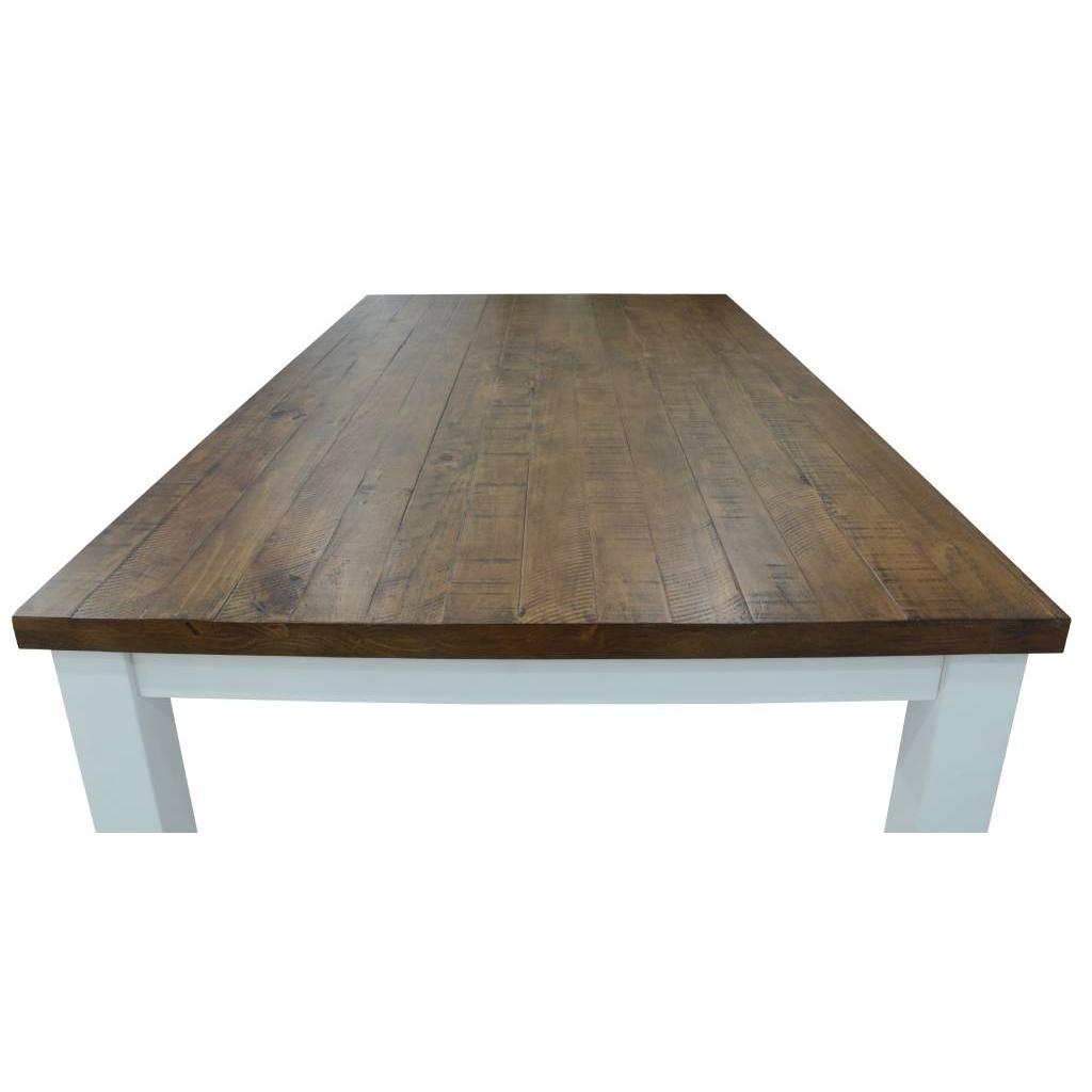 VILLIERS HAMPTON SOLID ACACIA TIMBER DINING TABLE OAK/WHITE 180CM