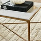 SOREN MARBLE RECTANGULAR COFFEE TABLE - BRASS FRAME 120CM