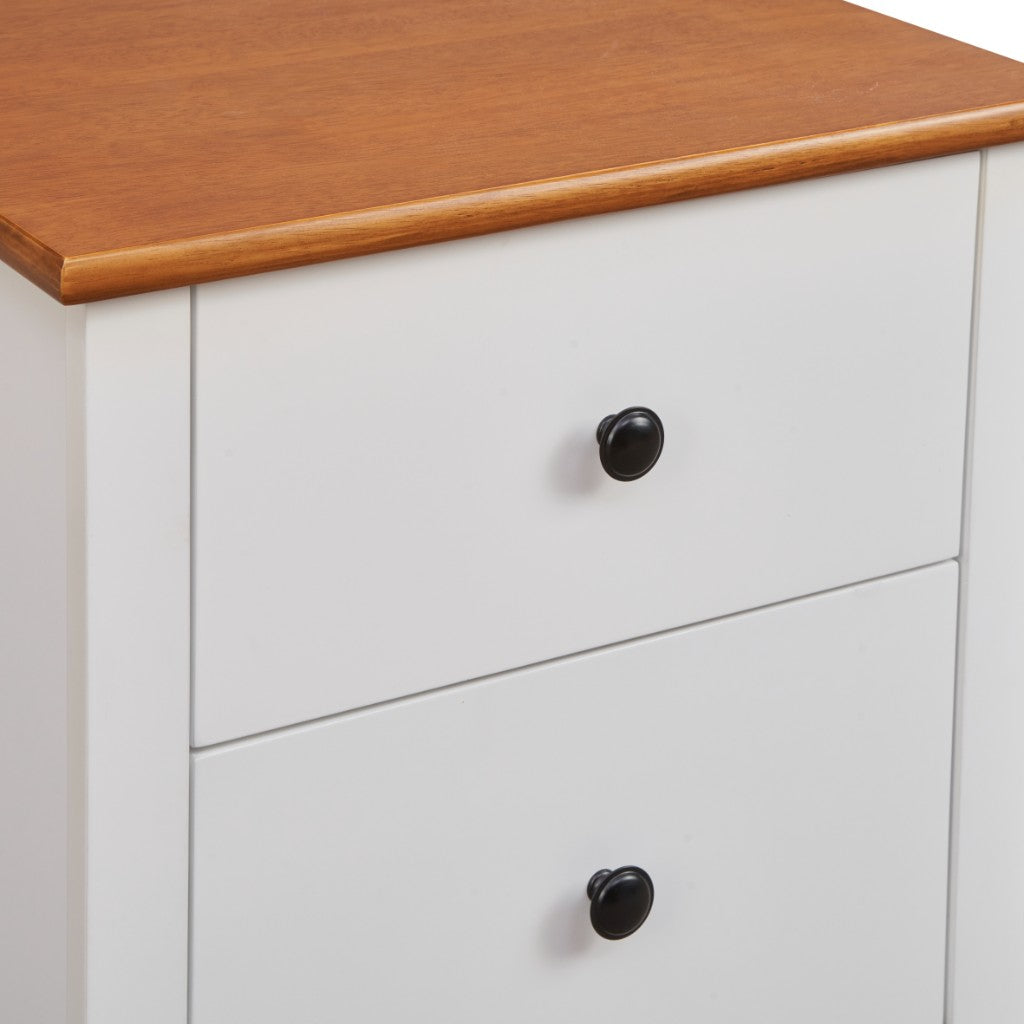 ASTLEY HAMPTONS LOOK 2-DRAWER BEDSIDE TABLE WHITE /MID BROWN