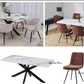 DAKOTAH 7PCE PIECE DINING SET: 1 MARBLE LOOK DINING TABLE 179CM & 6 DAKOTAH RUST DINING CHAIRS