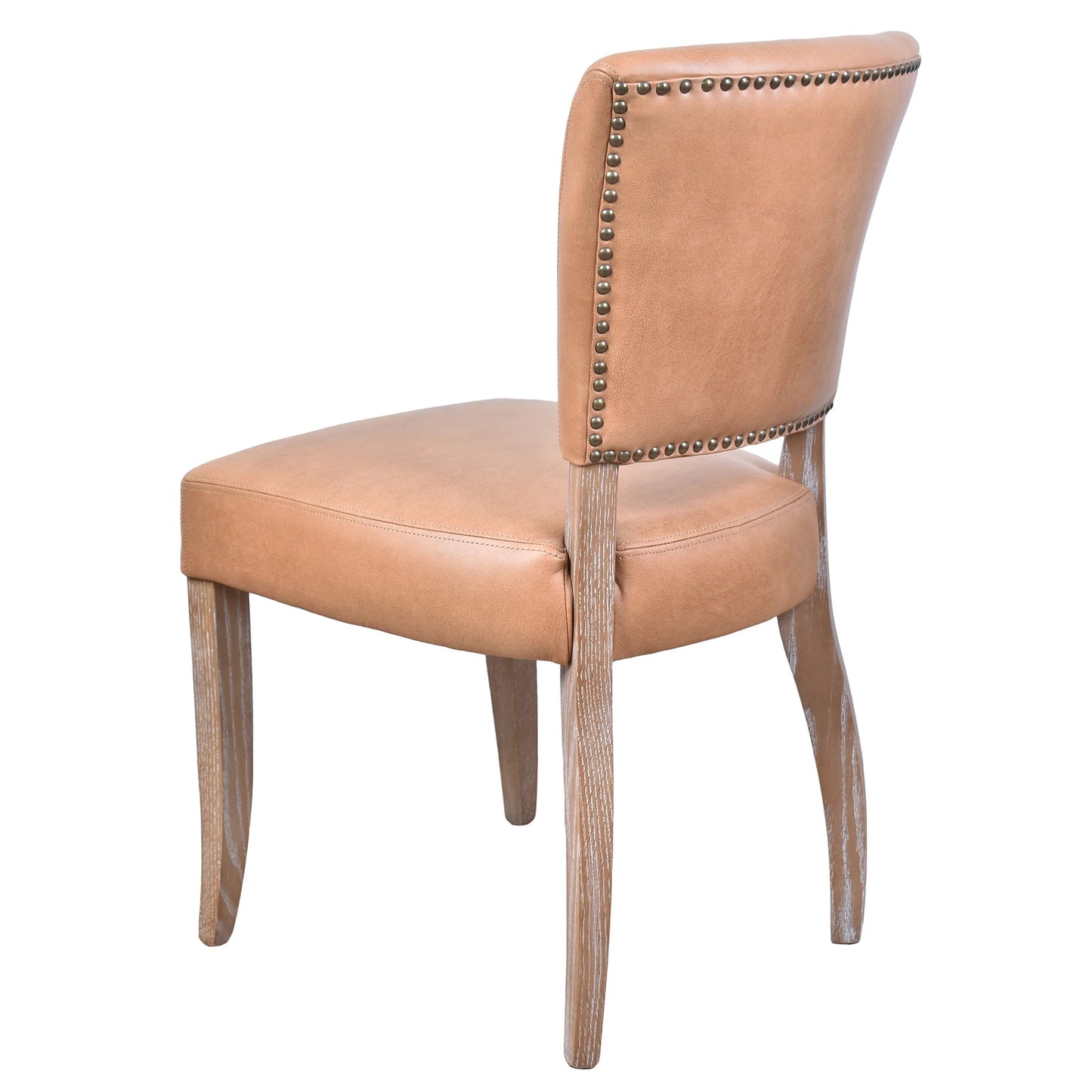 MORANG CARAMEL LEATHER  DINING CHAIR WITH WHITE WASH LEGS