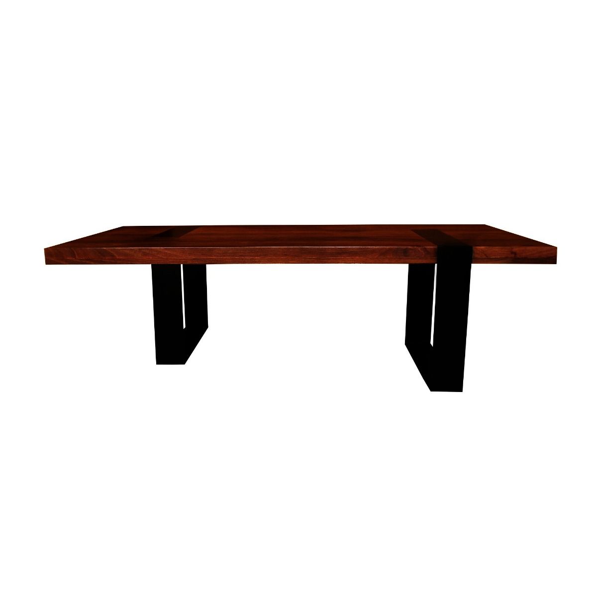 DELFINE RICH WARM BROWN MANGO WOOD COFFEE TABLE WITH BLACK METAL LEGS