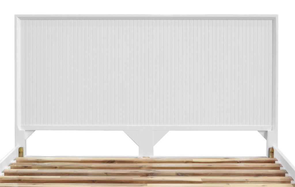 ELIJAH ACACIA WOOD QUEEN BED IN WHITE