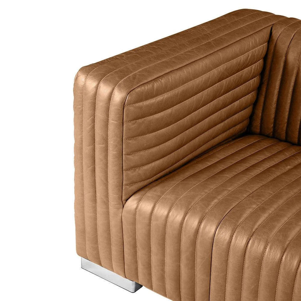 BUFFY 3-SEATER SOFA TOP GRAIN COW LEATHER  LIGHT BROWN